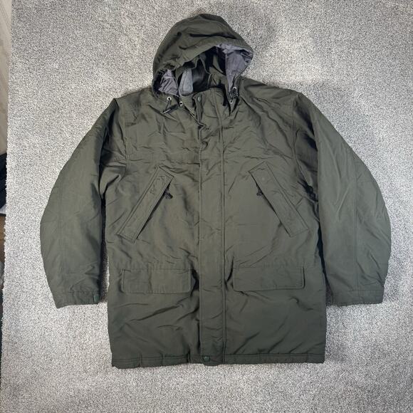 Vintage Y2K LL Bean Insulated Hooded Parka Winter Coat L Heavy Outdoor Utility - Picture 1 of 16